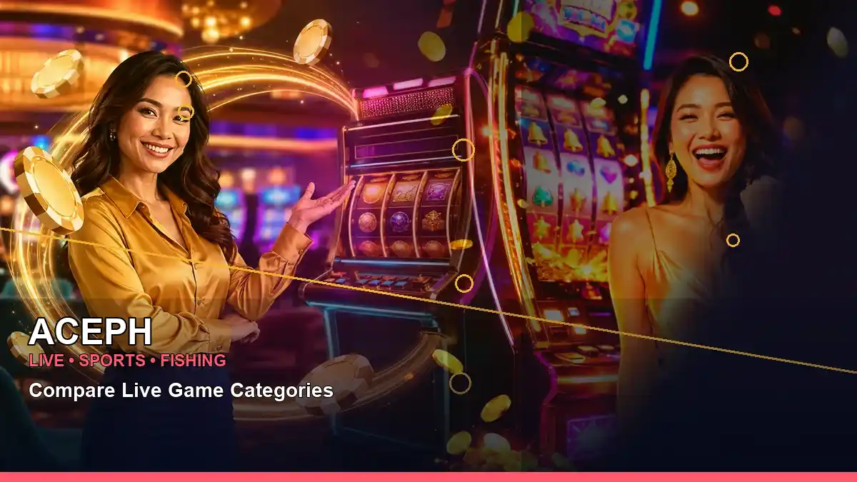 ACEPH left-framed gold jackpot slot games highlighting mobile-friendly casino play