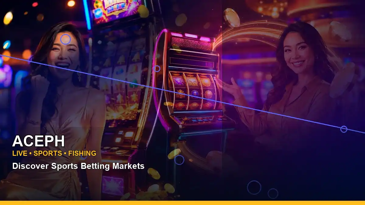 ACEPH night online slot games featuring an adult Filipina casino host with a left close-up composition
